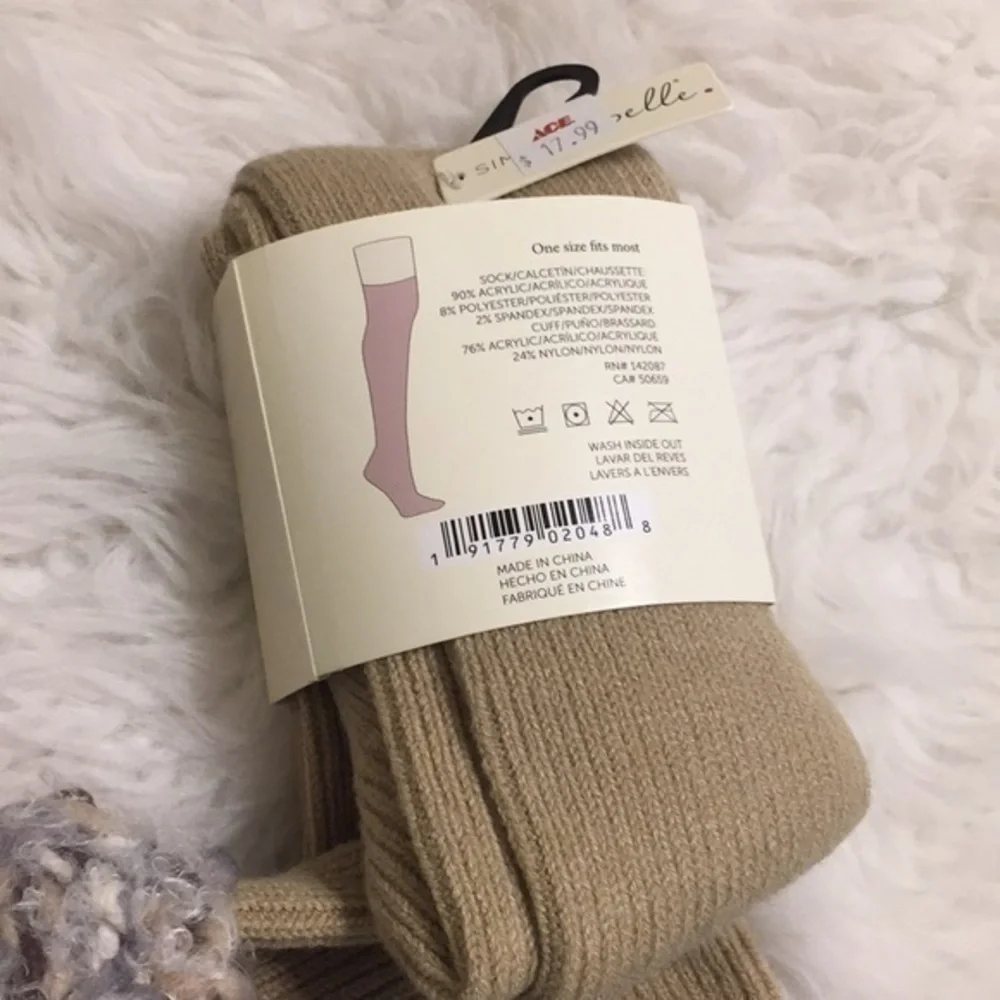 FINAL $ Simply Noelle Tall Socks w/two button cuff detail